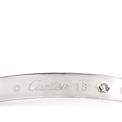 Cartier 18K White Gold 1 Diamond LOVE Cuff Bracelet 18 3 of 5