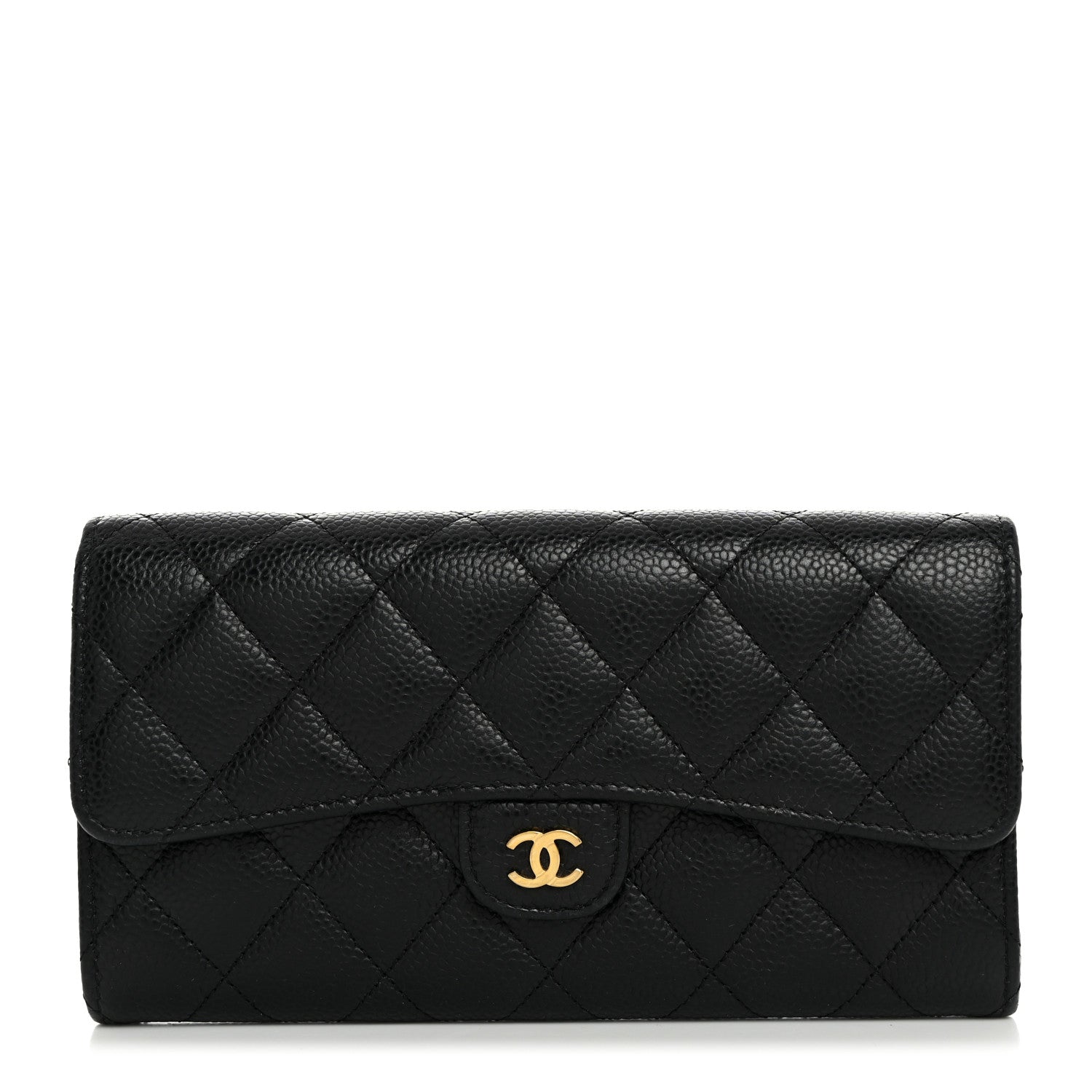 Chanel Caviar Quilted Large Gusset Flap Wallet Black 1 of 8