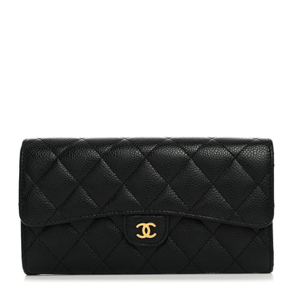 Chanel Caviar Quilted Large Gusset Flap Wallet Black 1 of 8