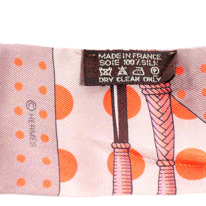 Hermes Silk Clic Clac a Pois Twilly Rose Nacre Marron Corail 3 of 4
