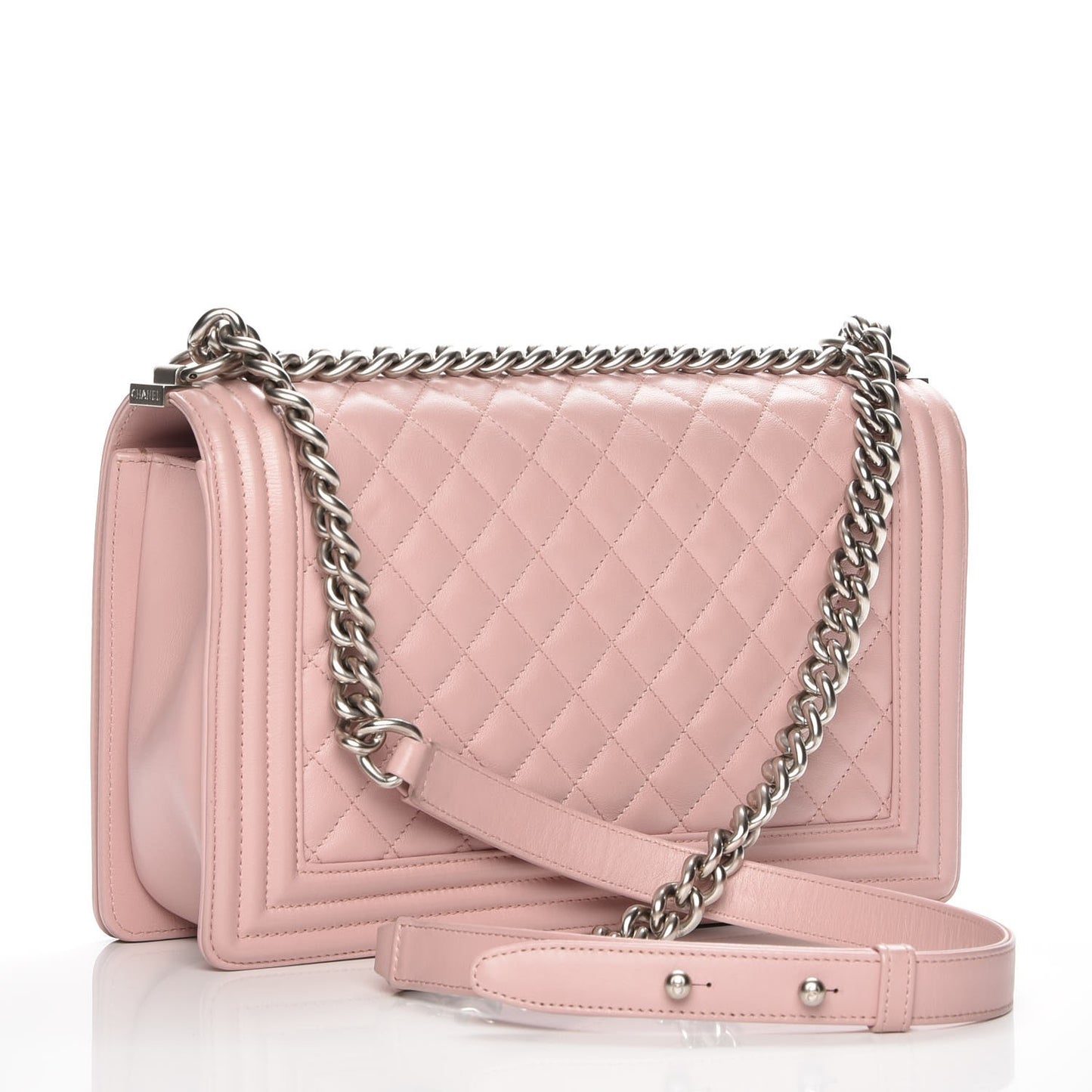 Calfskin Quilted New Medium Boy Flap Light Pink