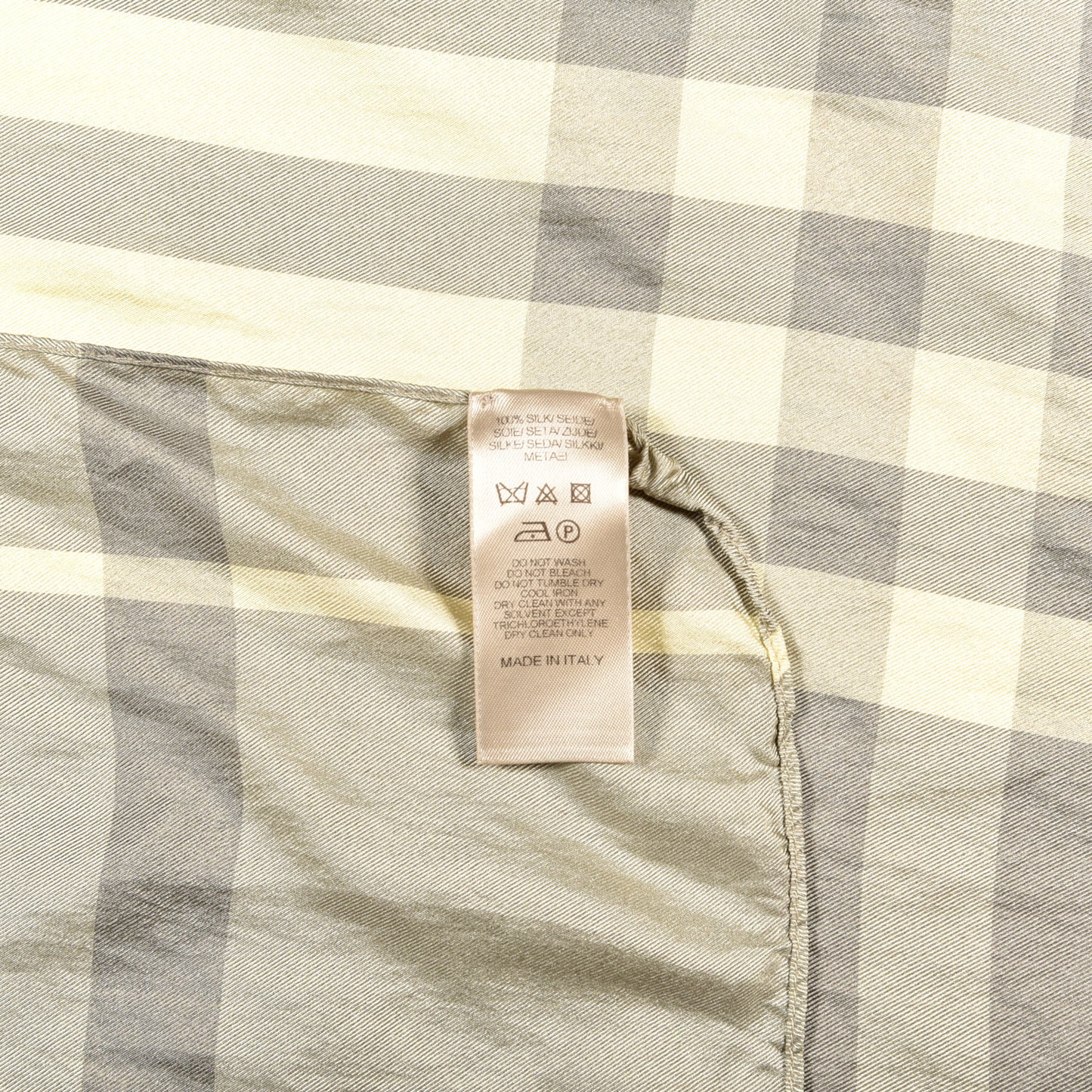 Silk Giant Check Scarf Grey