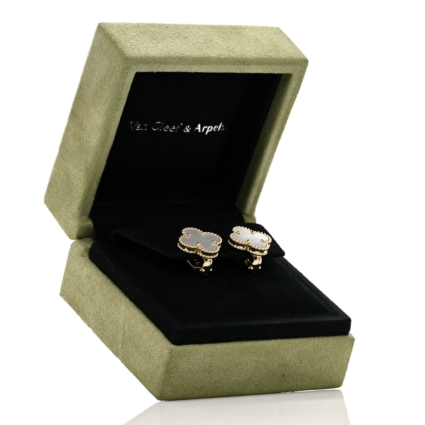 18K Yellow Gold Mother of Pearl Vintage Alhambra Earrings