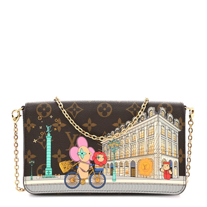 Louis Vuitton Monogram 2022 Christmas Animation Paris Pochette Felicie Chain Wallet Pink 1 of 12