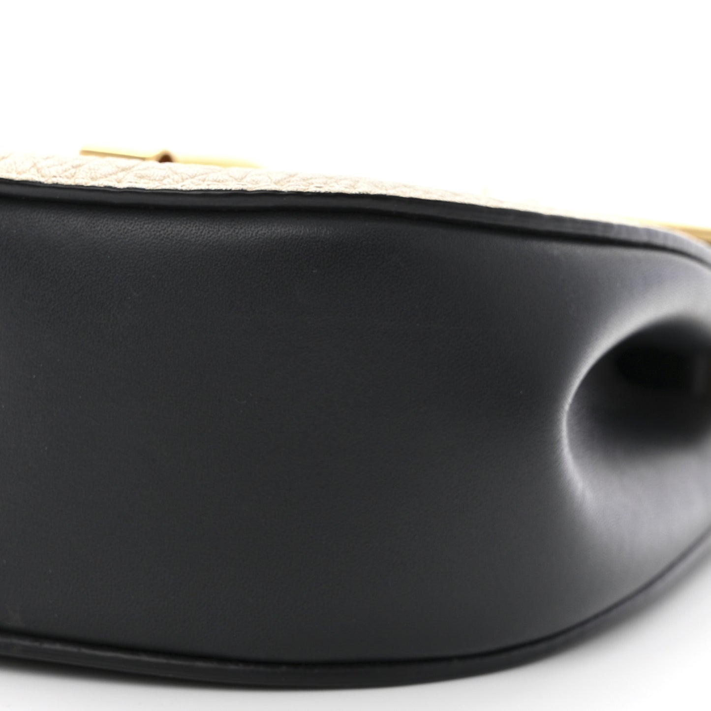 Grained Calfskin Lambskin Mini Bi-Color Drew Shoulder Bag Ivory Black