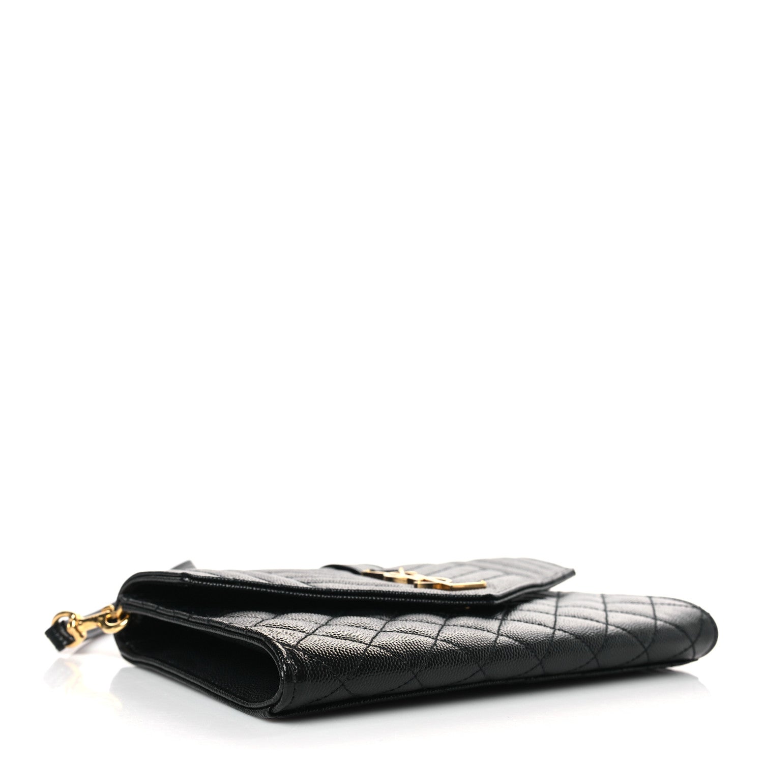 Saint Laurent Grain De Poudre Textured Mixed Matelasse Triquilt Monogram Clutch Black 4 of 10