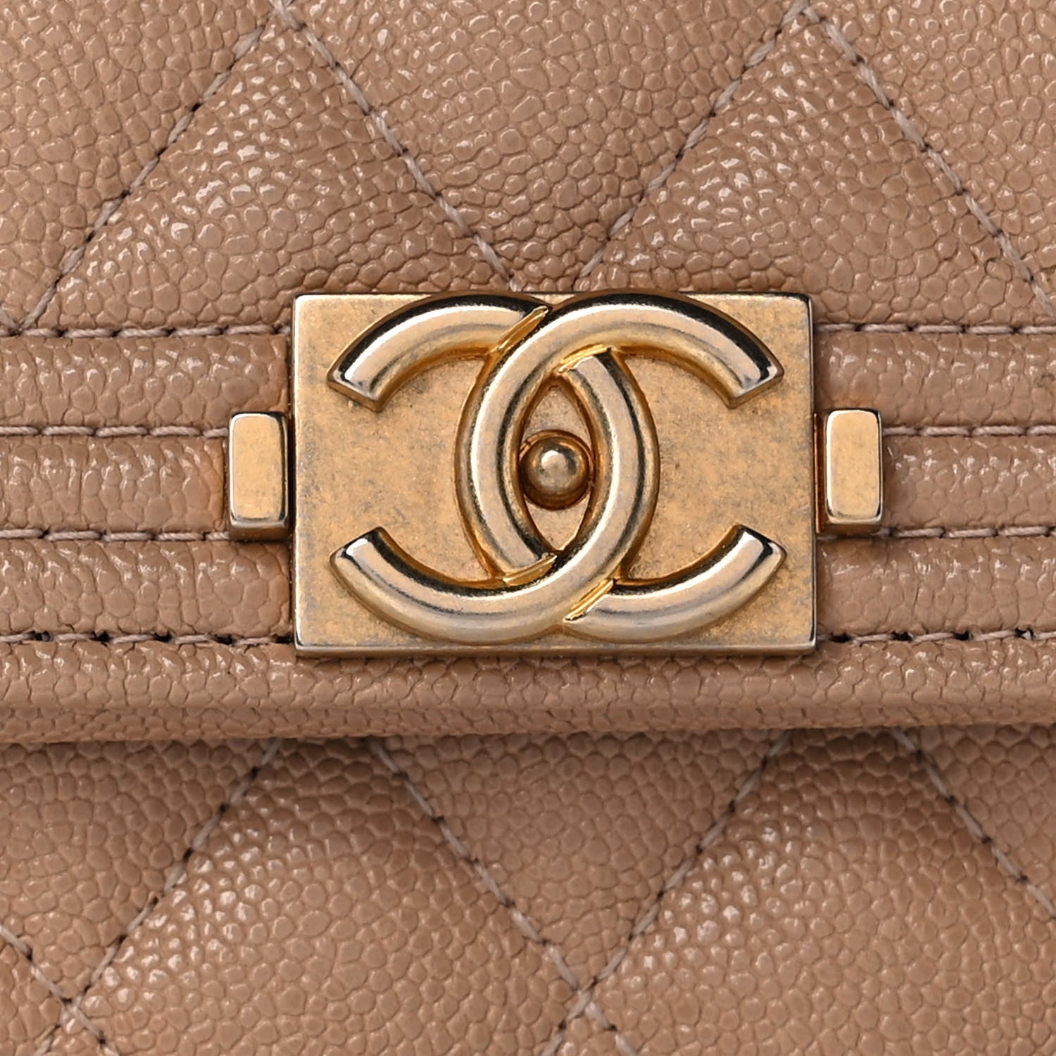 Chanel Caviar Quilted Compact Boy Flap Wallet Beige 8 of 12