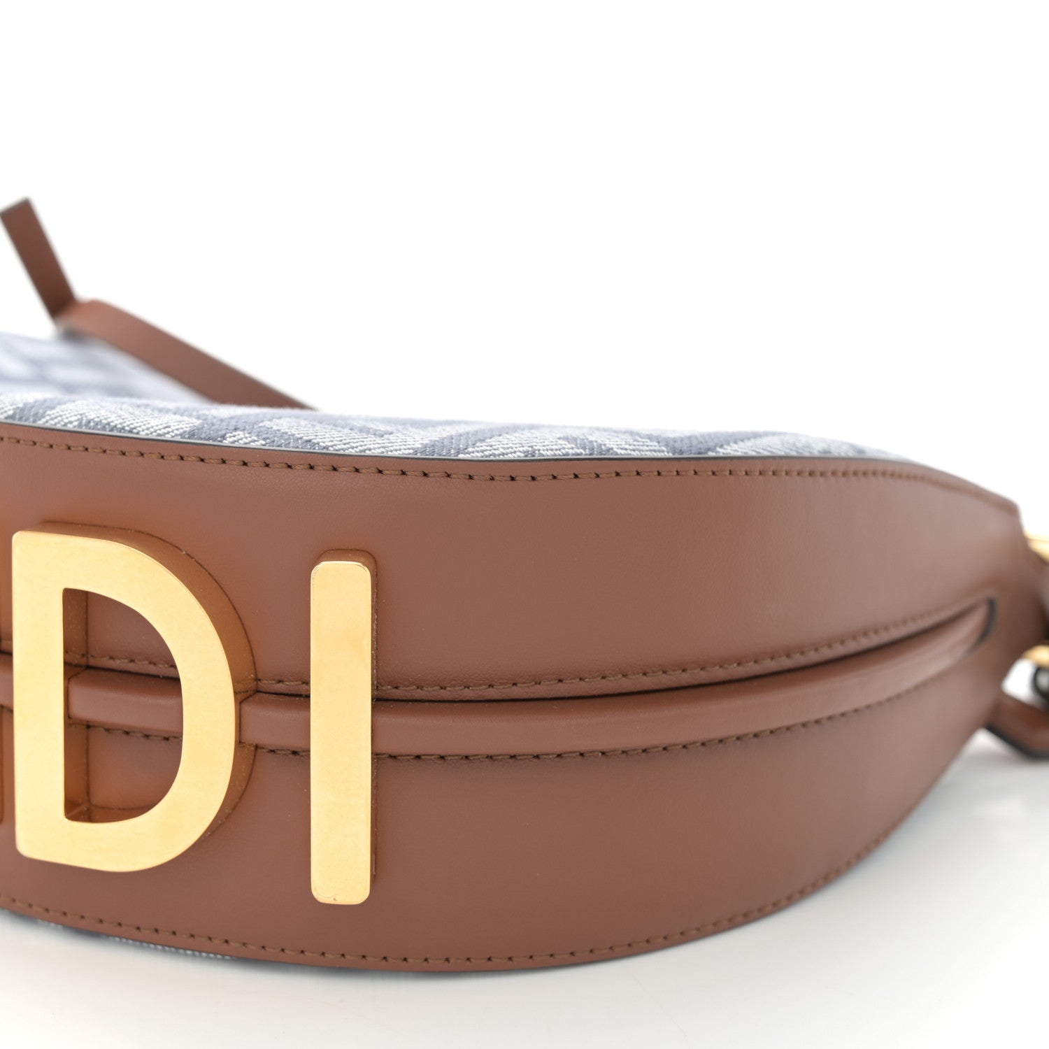Fendi Denim Vitello King F is Fendi FF Embroidered Mini Fendigraphy Hobo Bag Blue Brown 10 of 10