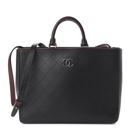 Chanel Bullskin Stitched Bi-Color Large Shopping Tote Black 1 of 11