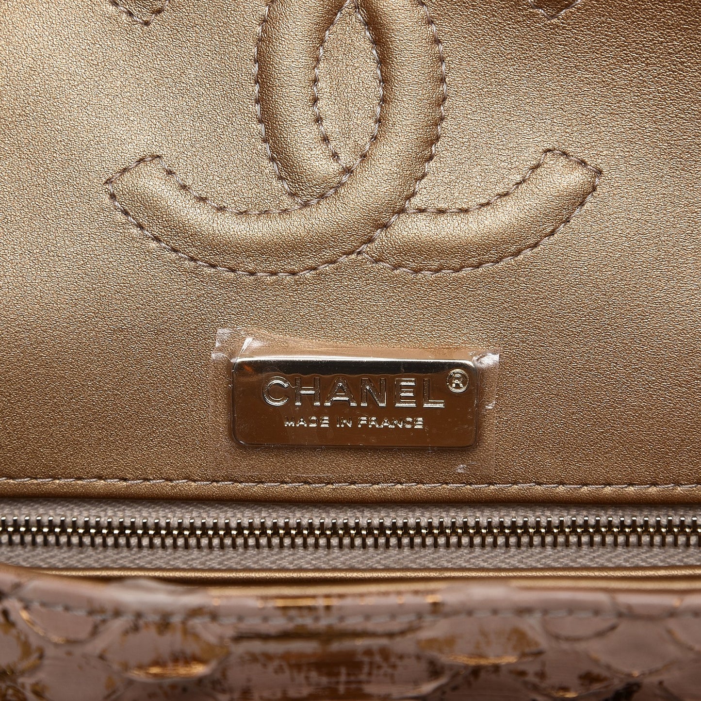 Metallic Python Small Double Flap Pink Gold