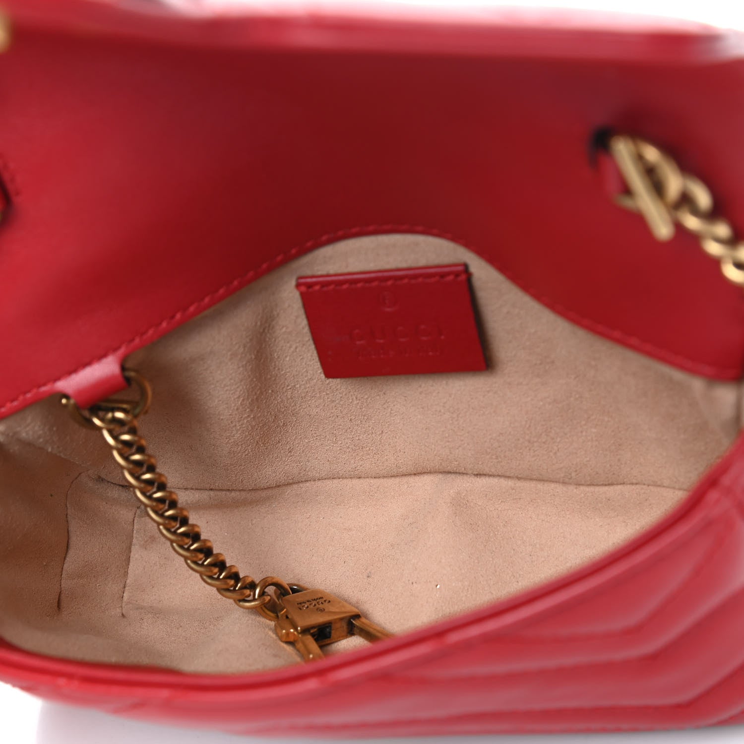 Gucci Calfskin Matelasse Super Mini GG Marmont Shoulder Bag Hibiscus Red 5 of 9