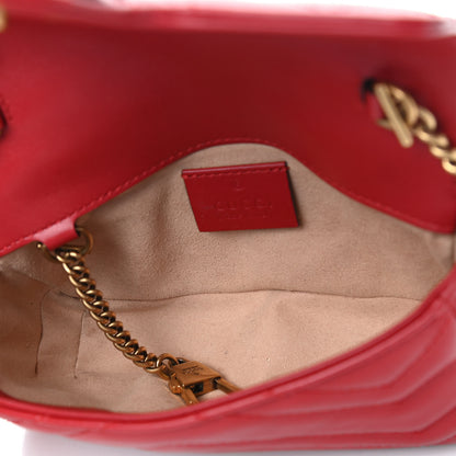 Gucci Calfskin Matelasse Super Mini GG Marmont Shoulder Bag Hibiscus Red 5 of 9