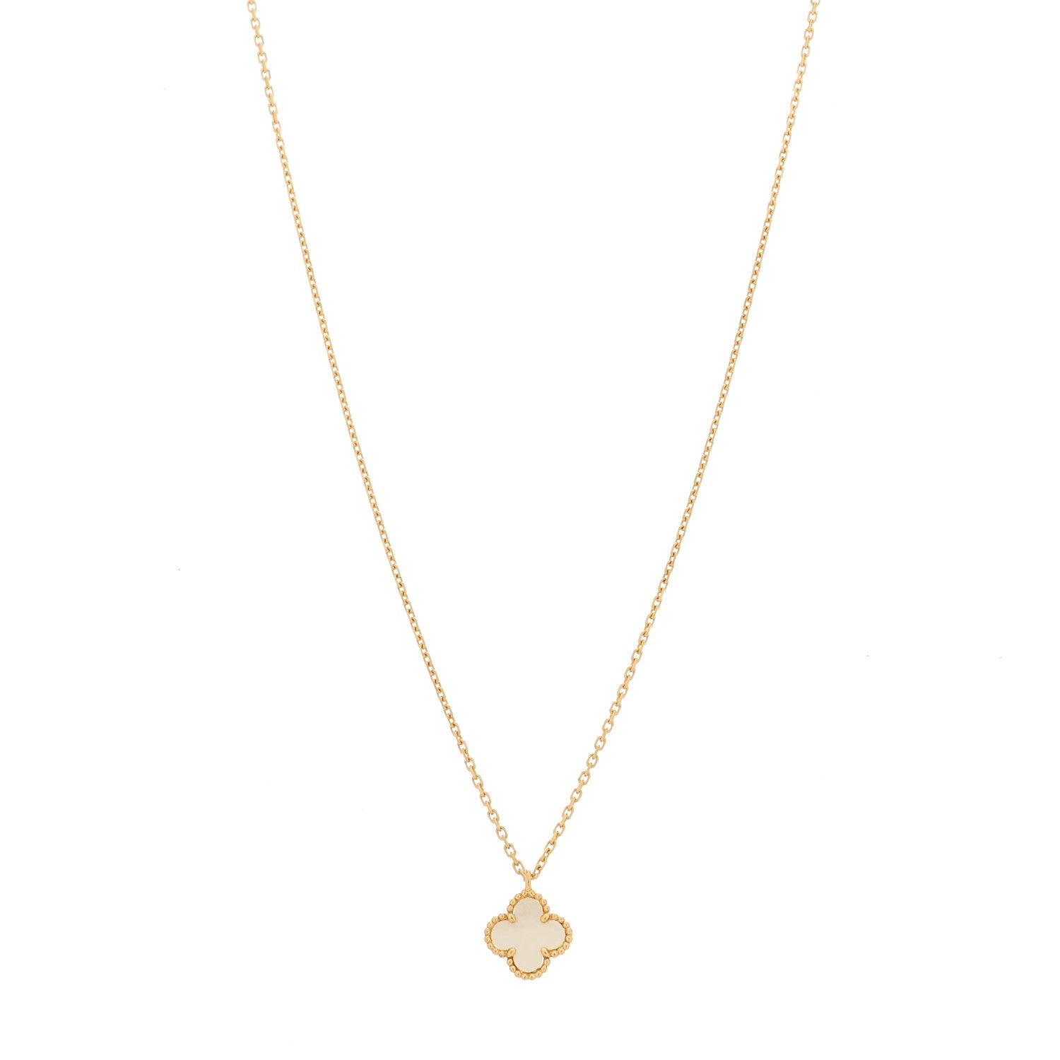 Van Cleef & Arpels 18K Yellow Gold Mother of Pearl Sweet Alhambra Pendant Necklace 1 of 5