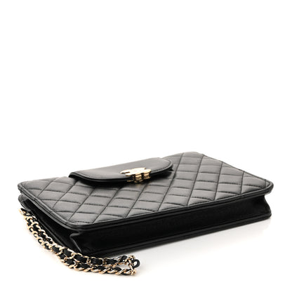 Chanel Lambskin Quilted CC Pouch Wristlet Black 4 of 8