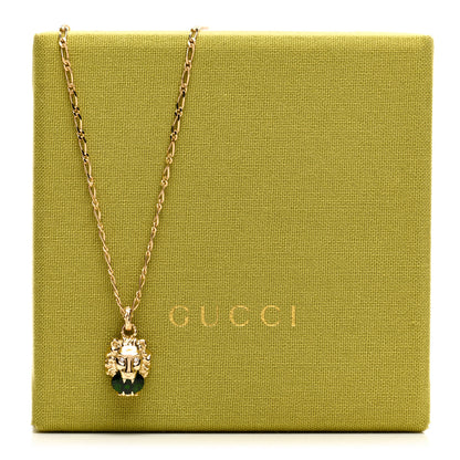 Gucci 18K Yellow Gold Diamond Chrome Diopside Lion Head Necklace 5 of 5