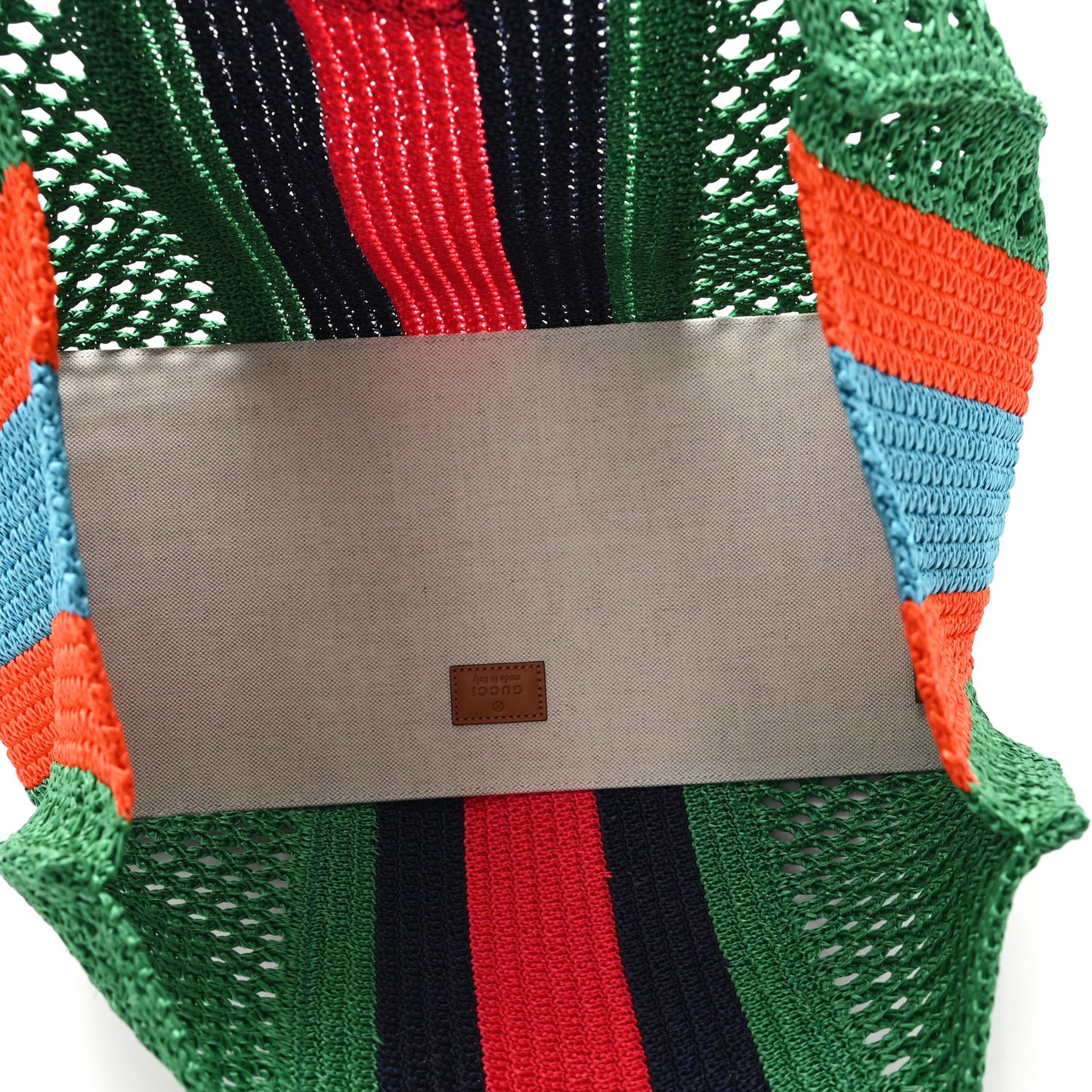 Raffia Web Woven Medium Interlocking G Tote Green