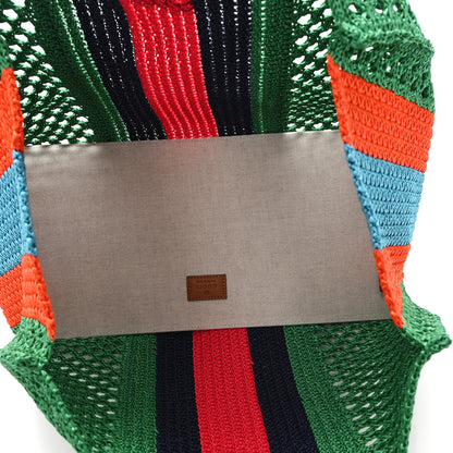 Gucci Raffia Web Woven Medium Interlocking G Tote Green 5 of 10