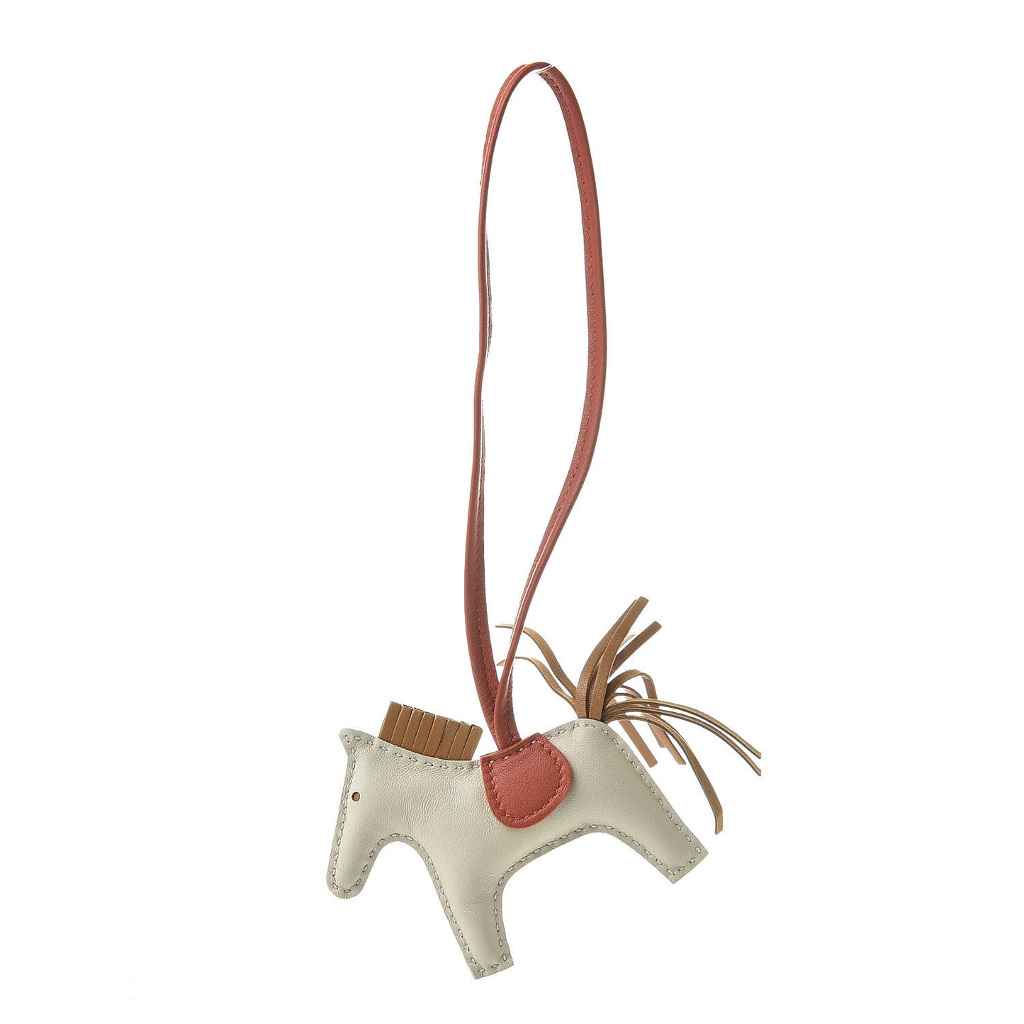 Milo Lambskin Grigri Rodeo Horse Bag Charm PM Craie Sesame Cornaline