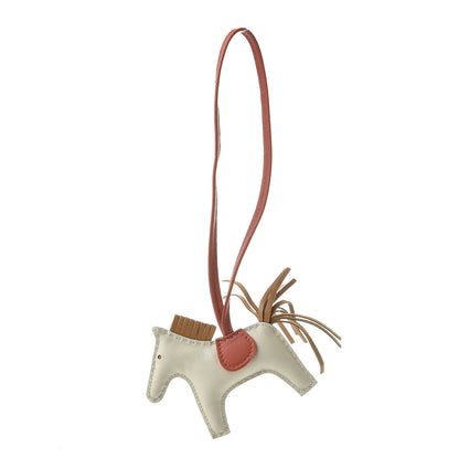Hermes Milo Lambskin Grigri Rodeo Horse Bag Charm PM Craie Sesame Cornaline 1 of 4