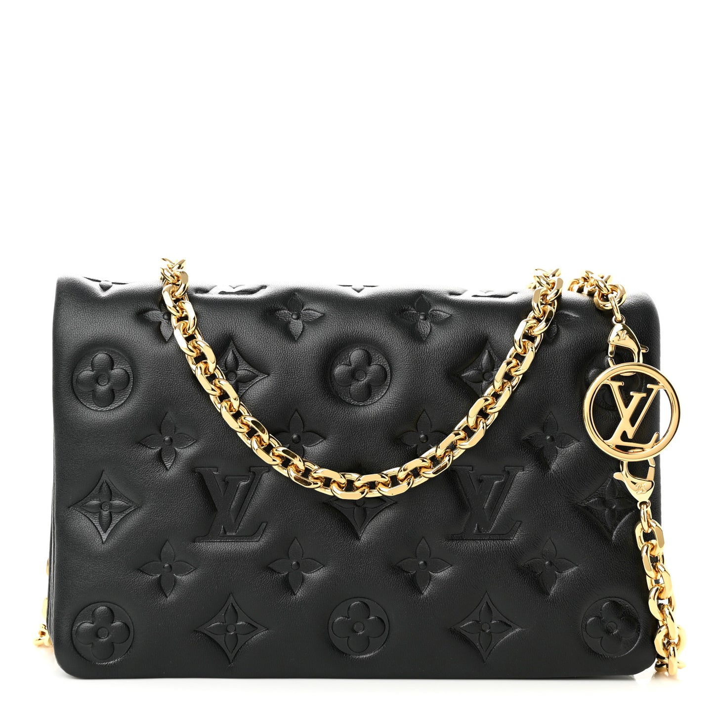 Lambskin Embossed Monogram Pochette Coussin Black