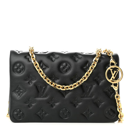 Louis Vuitton Lambskin Embossed Monogram Pochette Coussin Black 1 of 9