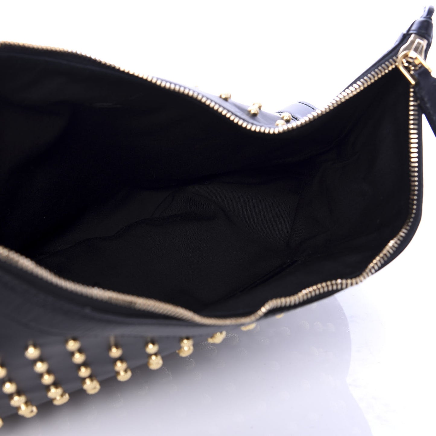 Calfskin Studded De Manta Clutch Black