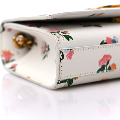 Saint Laurent Calfskin Prairie Flower Printed Small Classic Monogram Kate Satchel White 8 of 15