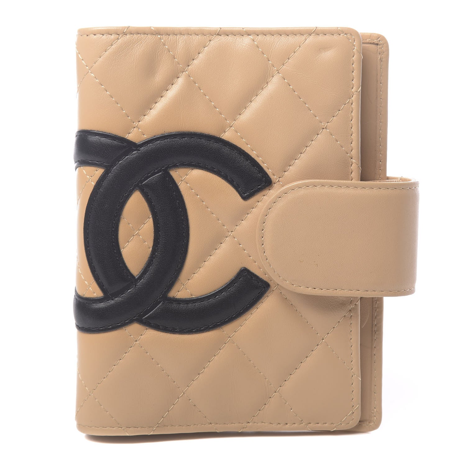 Chanel Calfskin Quilted Small Cambon Agenda Planner Beige Black 1 of 9