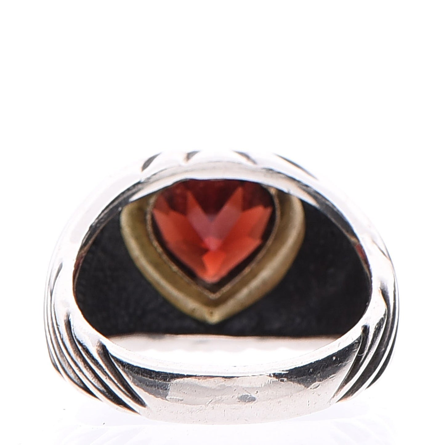Sterling Silver 14K Gold Garnet Heart Ring 57 8