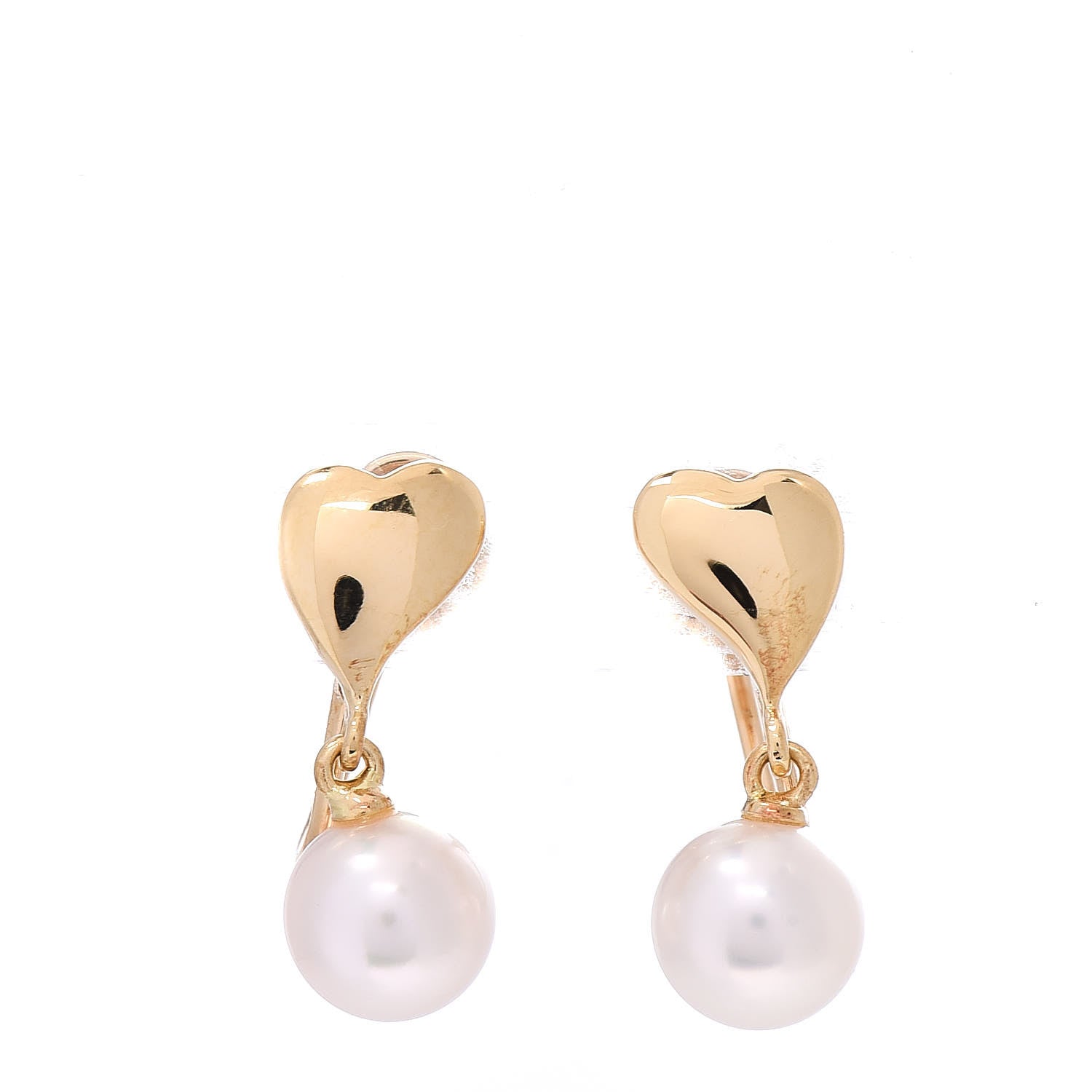 Mikimoto 18K Yellow Gold Akoya Pearl 6mm Heart Drop Screw Back Earrings 1 of 4