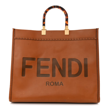 Fendi Vitello King Plexiglass Large Fendi Sunshine Shopper Tote Cuoio 1 of 17