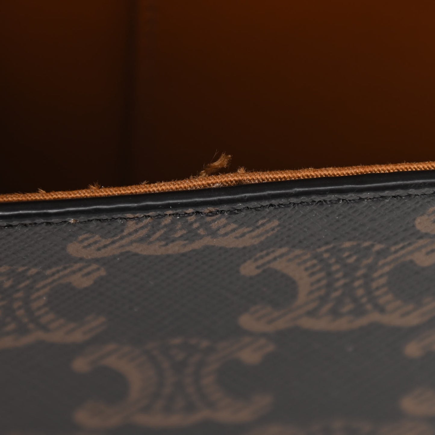 Triomphe Canvas Calfskin Tabou Clutch on Strap Tan