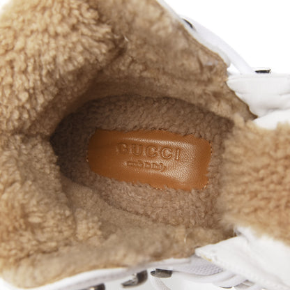 Gucci X SEGA Calfskin Suede Shearling Technical Canvas Womens Flashtrek High-Top Sneakers 36 Great White 7 of 9