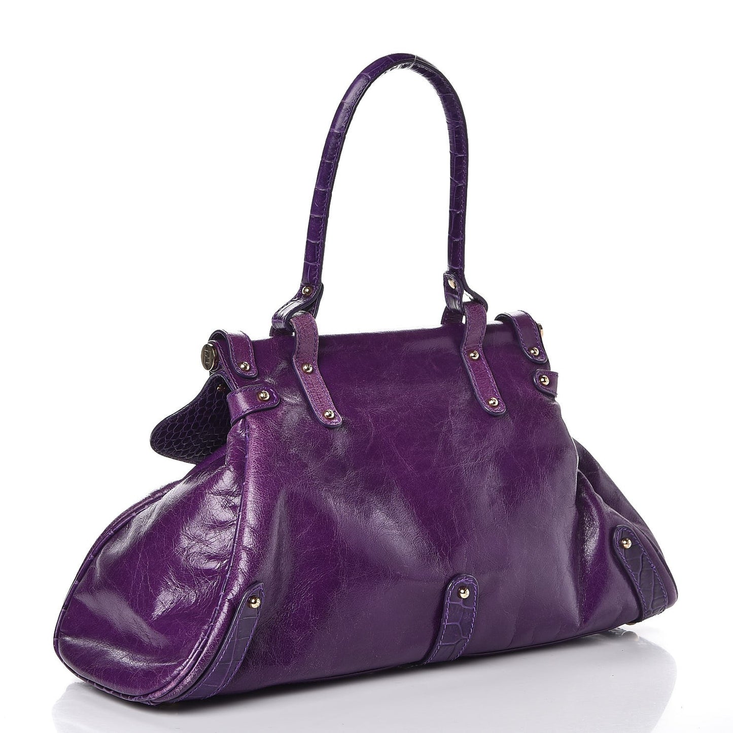 Lambskin Crocodile Embossed Medium Magic Bag Viola