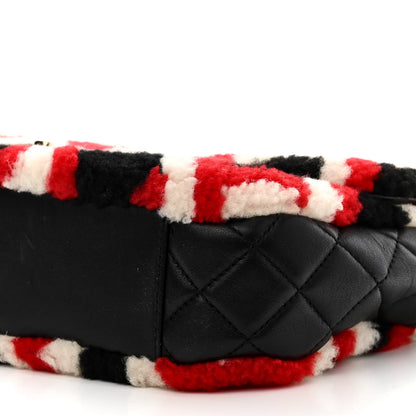 Chanel Lambskin Shearling Medium Flap Red Black 10 of 11