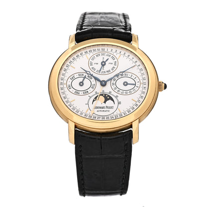 Audemars Piguet 18K Yellow Gold Alligator 39mm Millenary Perpetual Calendar Automatic Watch 25777BA.OO.D001CR.01 1 of 4
