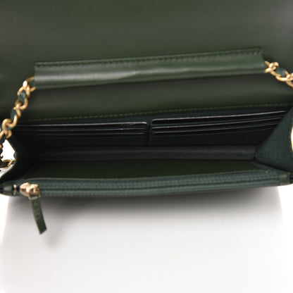 Chanel Caviar Chevron Quilted Boy Wallet On Chain WOC Green 5 of 9