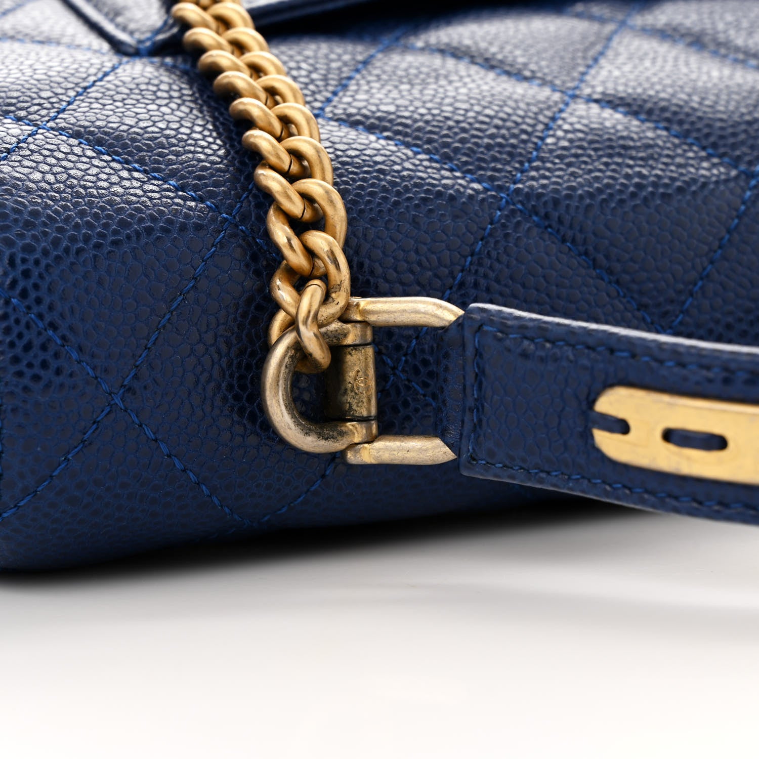 Chanel Caviar Large Carry Around Flap Bag Blue 14 of 15