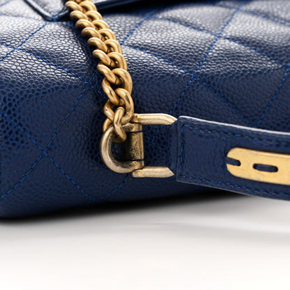 Chanel Caviar Large Carry Around Flap Bag Blue 14 of 15