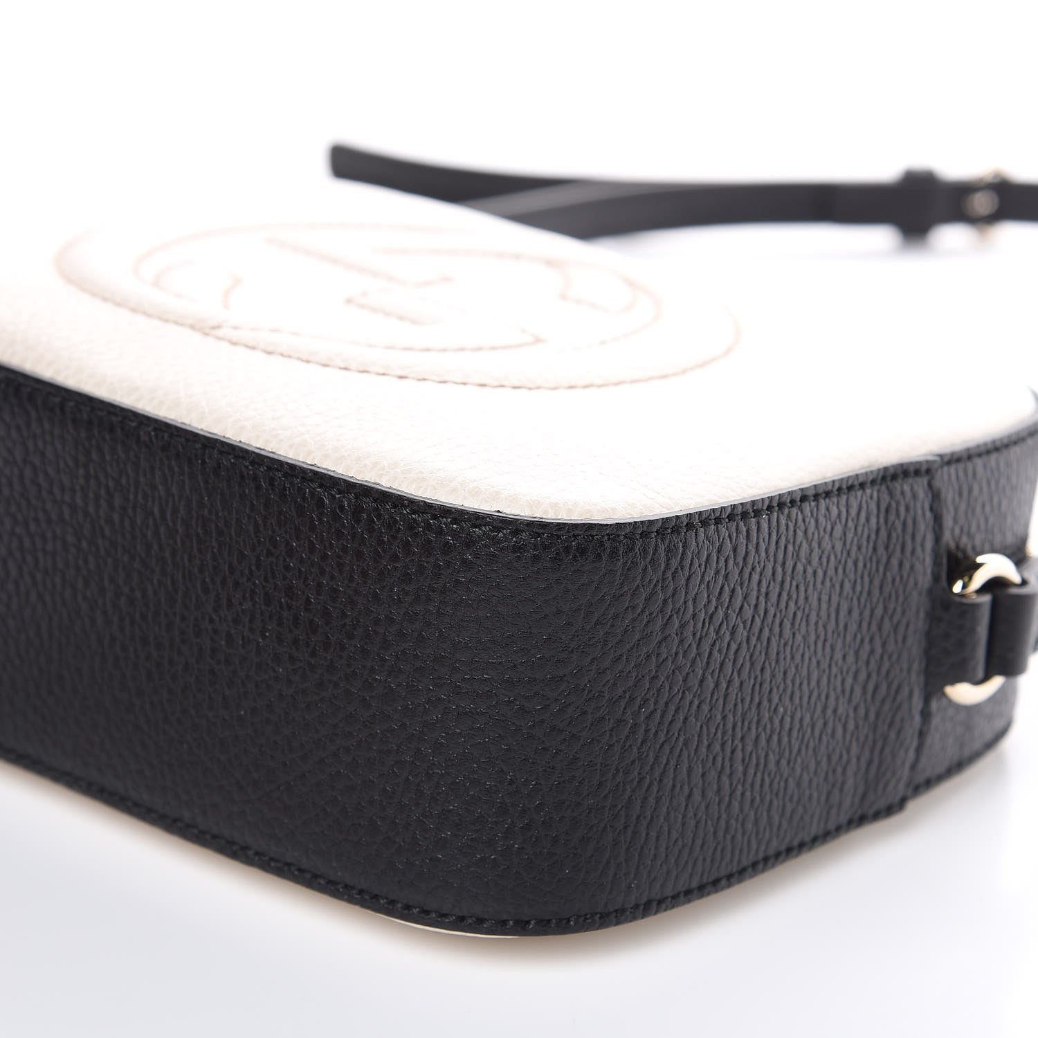 Gucci Dollar Calfskin Bi-Color Small Soho Disco Bag Mystic White Black 9 of 9