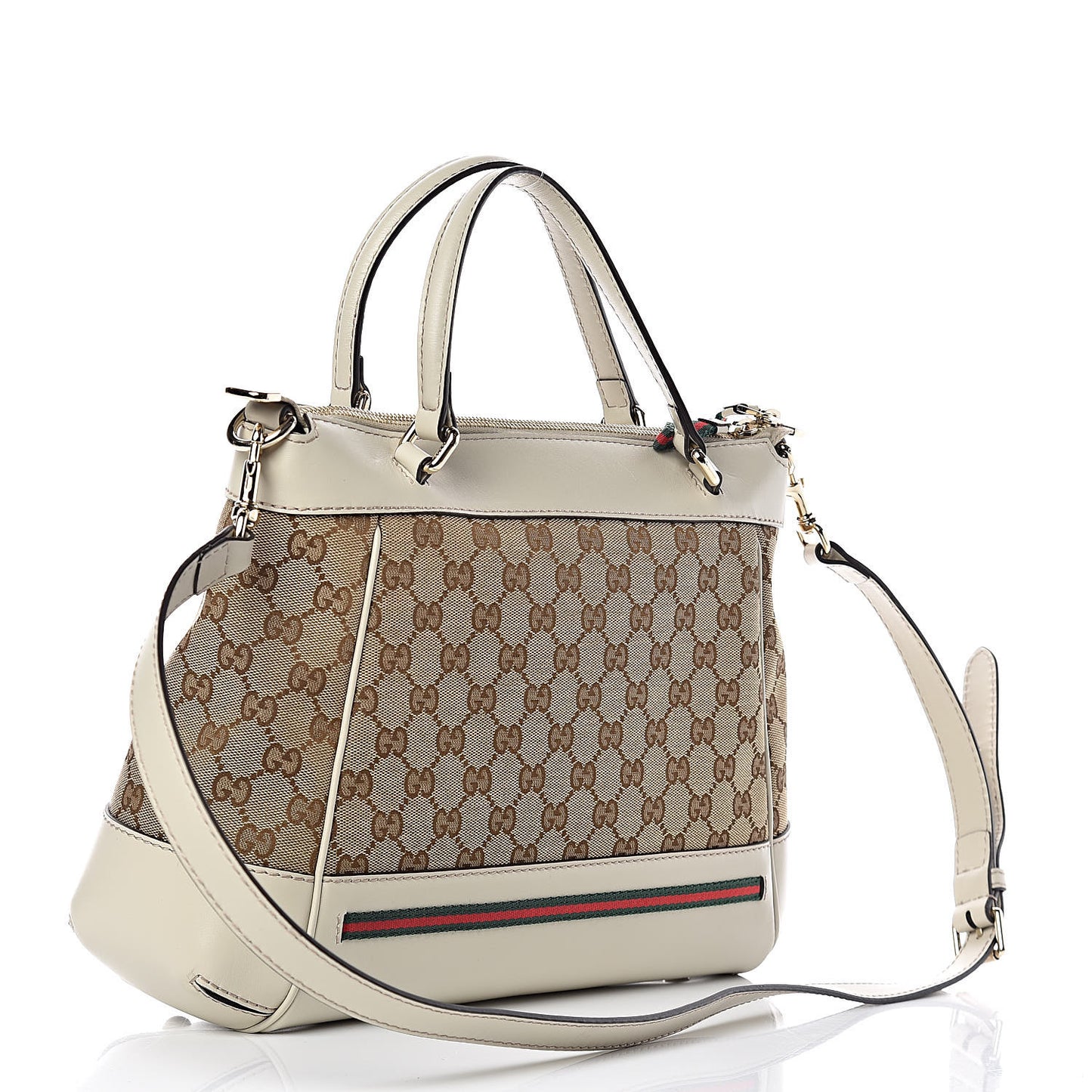Monogram Web Mayfair Top Handle Satchel Beige