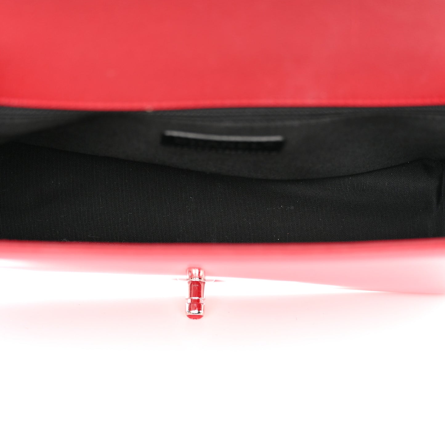 Patent Calfskin New Medium Plexiglass Boy Flap Red