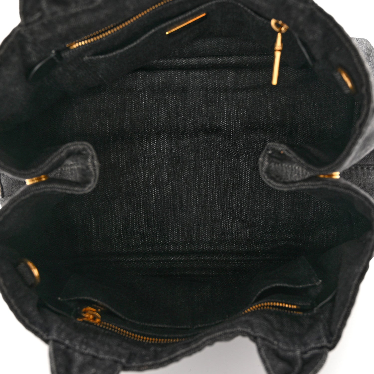 Prada Denim Logo Tote Black 4 of 7