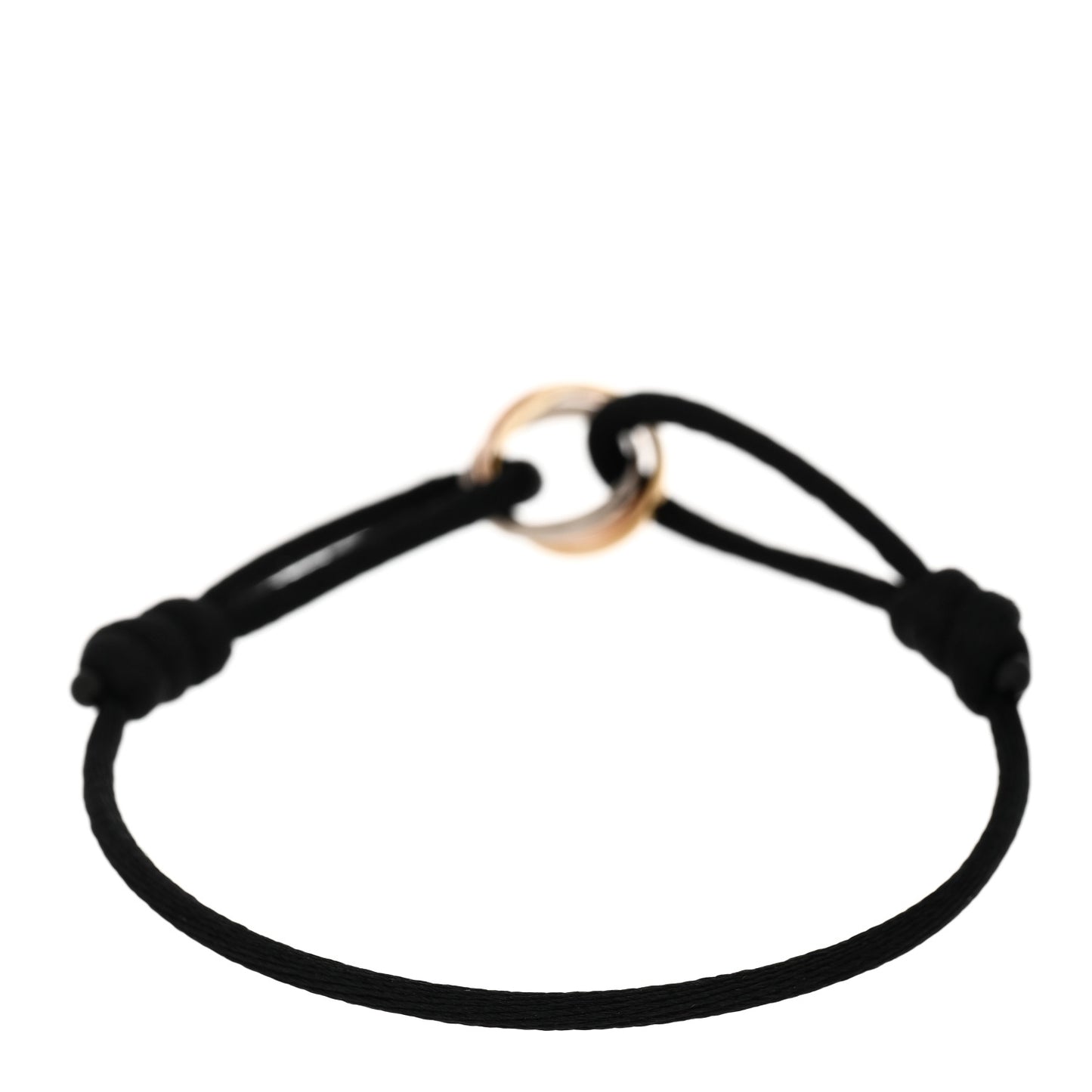 18K Pink Yellow White Gold Trinity Adjustable Cord Bracelet Black