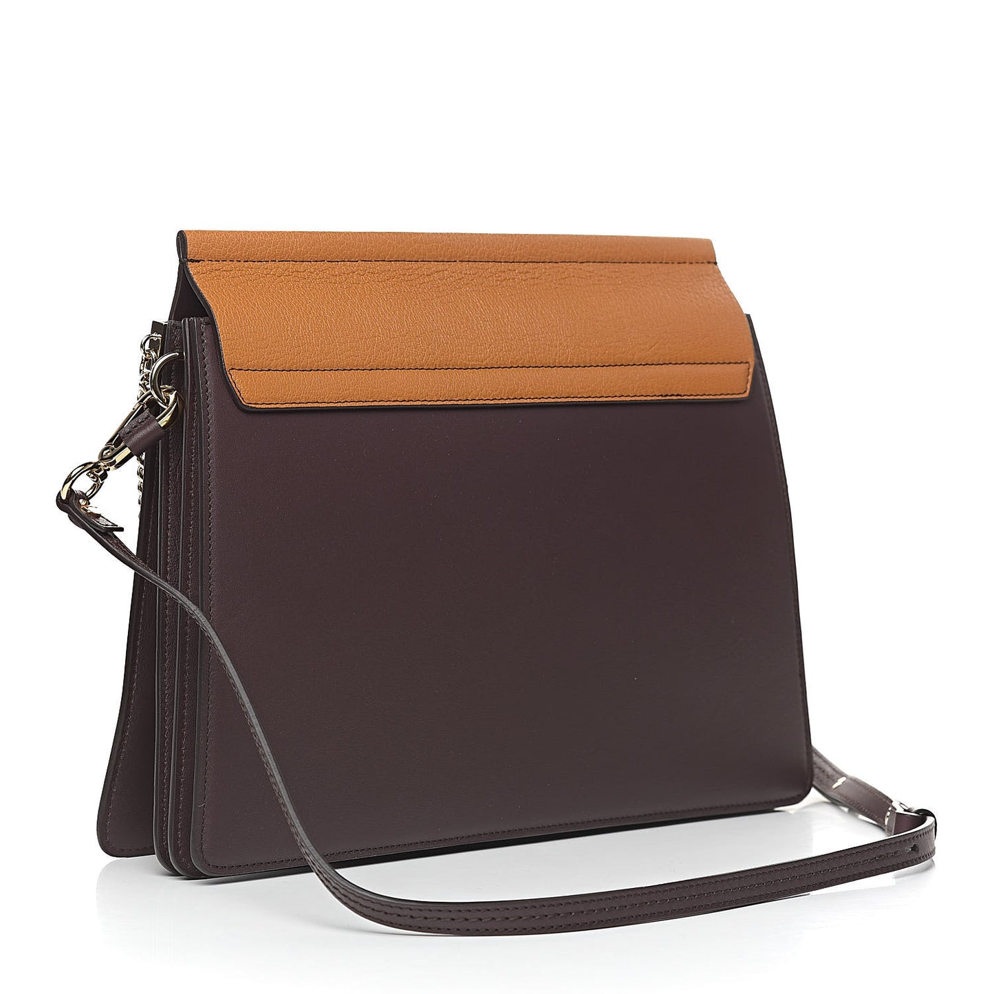 Goatskin Smooth Calfskin Medium Faye Shoulder Bag Brown Purple