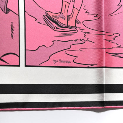 Hermes Silk Wow Double Face Scarf 90 Rose Vert Rose Framboise 7 of 7