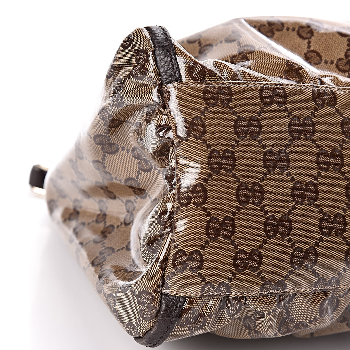 Crystal Monogram Large D Gold Hobo Dark Brown