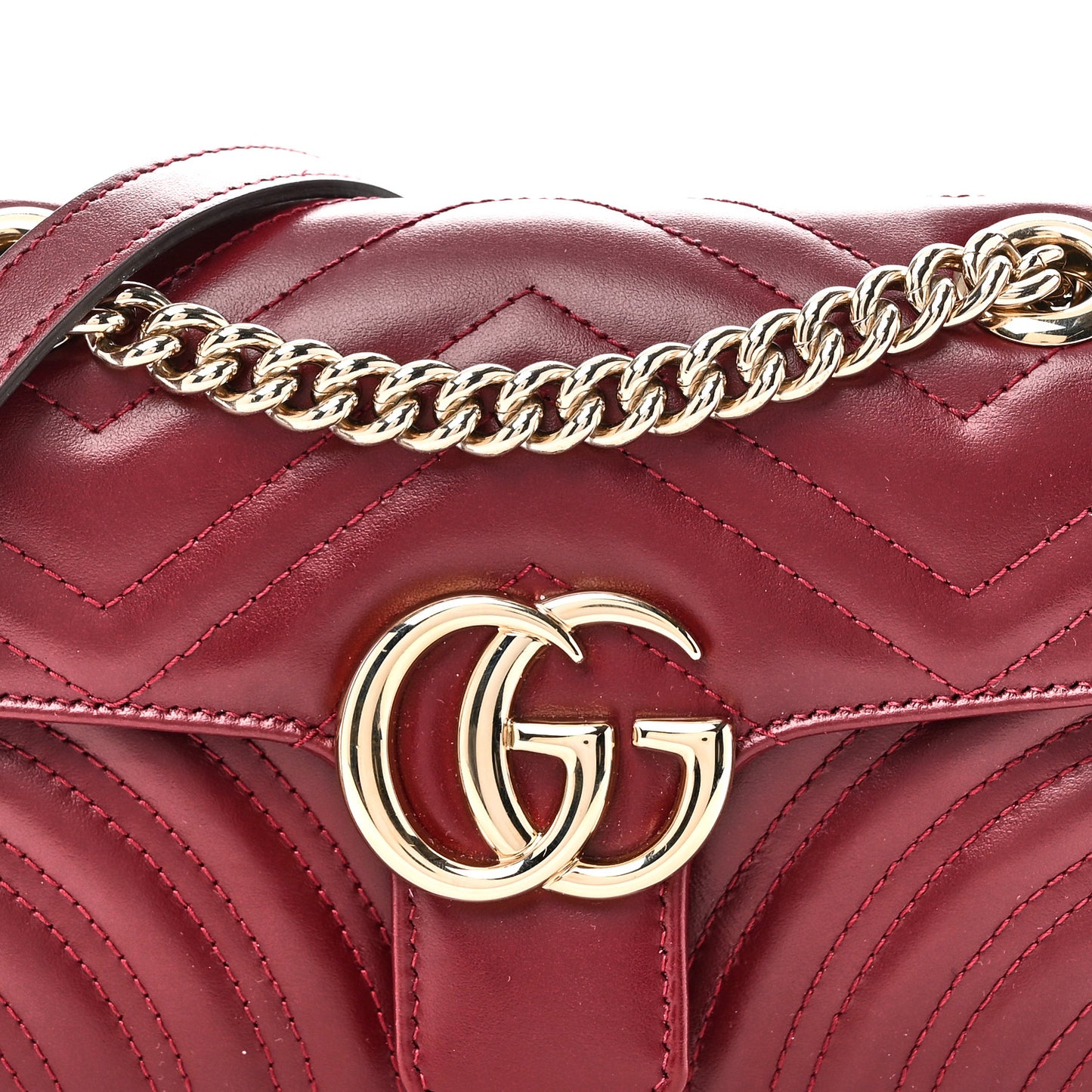Calfskin Matelasse Mini GG Marmont Shoulder Bag Rosso Ancora