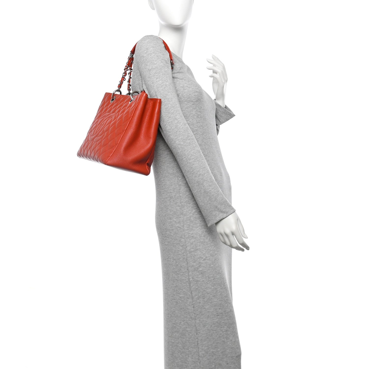 Chanel Caviar Quilted Grand Shopping Tote GST Red 2 of 10
