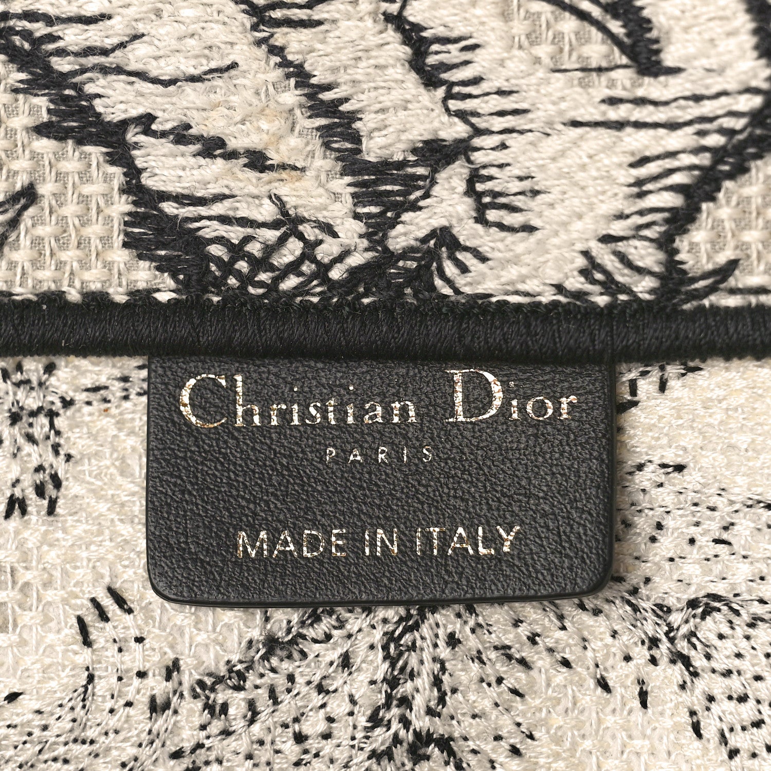 Christian Dior Canvas Embroidered Large Toile De Jouy Book Tote White Black 6 of 10